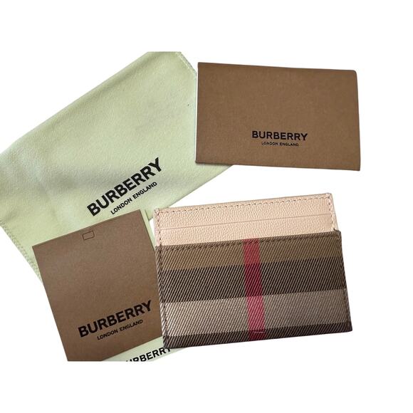 RETAIL $260 Burberry Sandon Canvas Card Holder*BRAND-NEW FULL SET*Pale Cameo - Picture 1 of 2